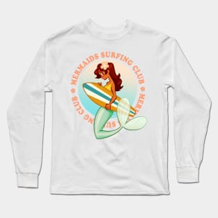 surfing mermaid Long Sleeve T-Shirt